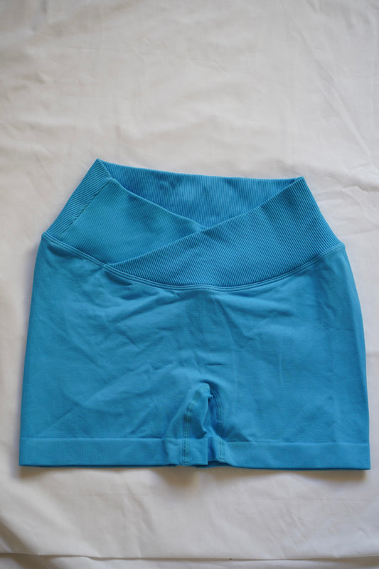 SAMPLE- CROSS OVER SCRUNCH SHORTS- BLUE